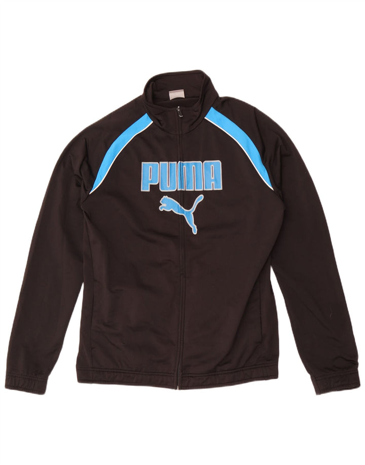 Puma Herren-Trainingsanzug mit grafischem Oberteil, Mittelschwarzes Farbblock-Polyester