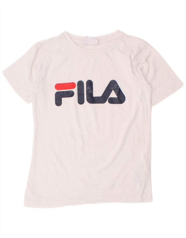 Fila T-Shirt mit Grafik für Jungen, 7–8 Jahre, weiße Baumwolle