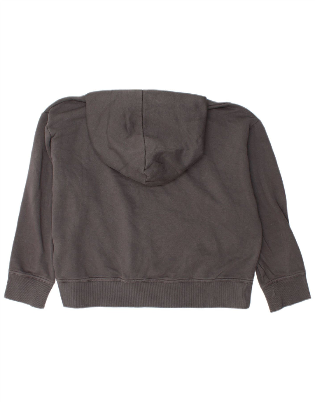 Zara Damen Übergroßer Kapuzenpullover UK 14 Mittelgraue Baumwolle