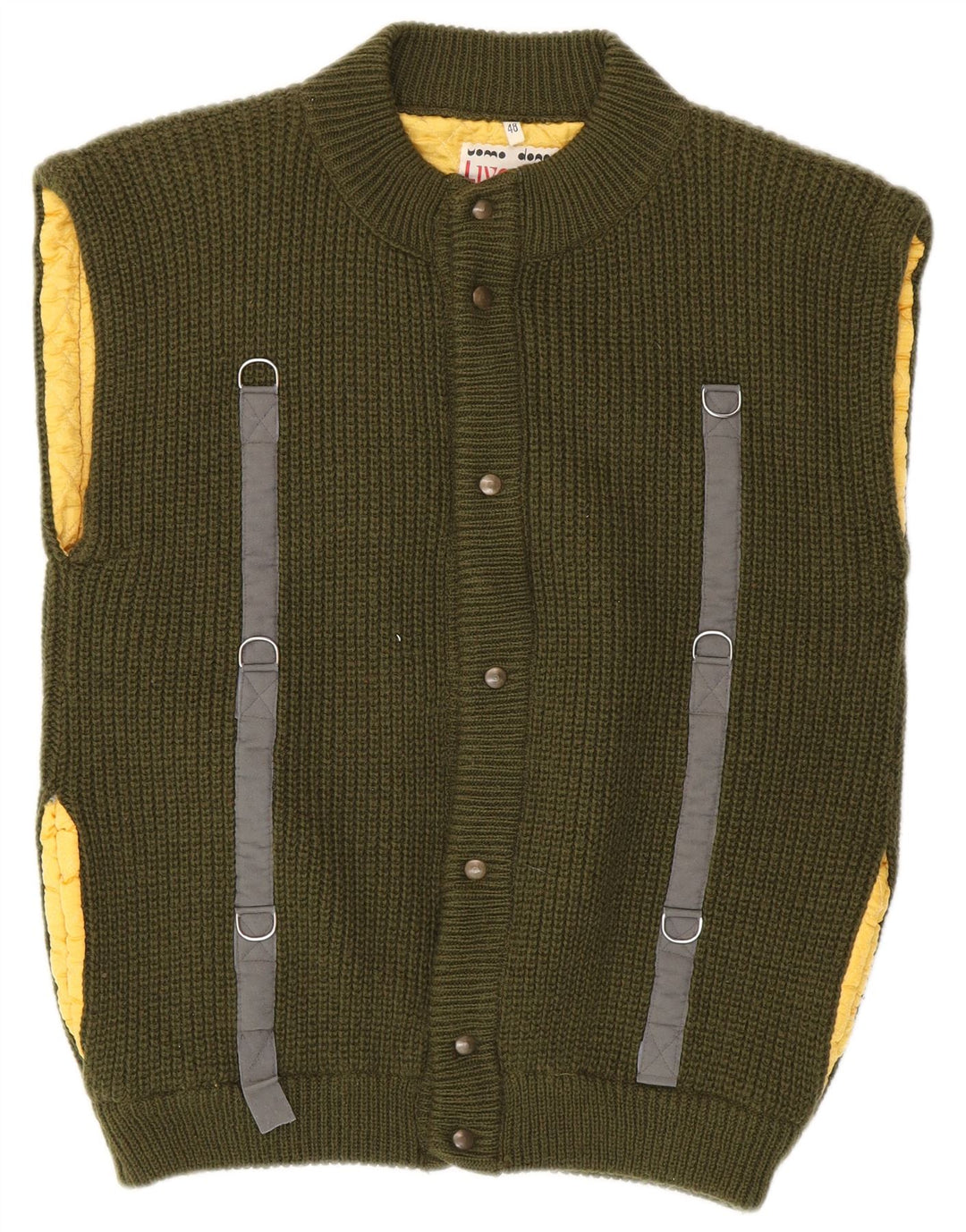 Liverani Herren-Cardigan, ärmellos, IT 48, mittlere Khaki-Wolle