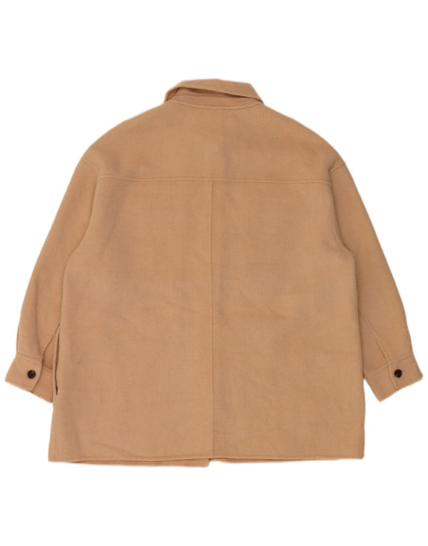 Zara Damen Übergroße Bomberjacke UK 14 Mittelbeige Wolle