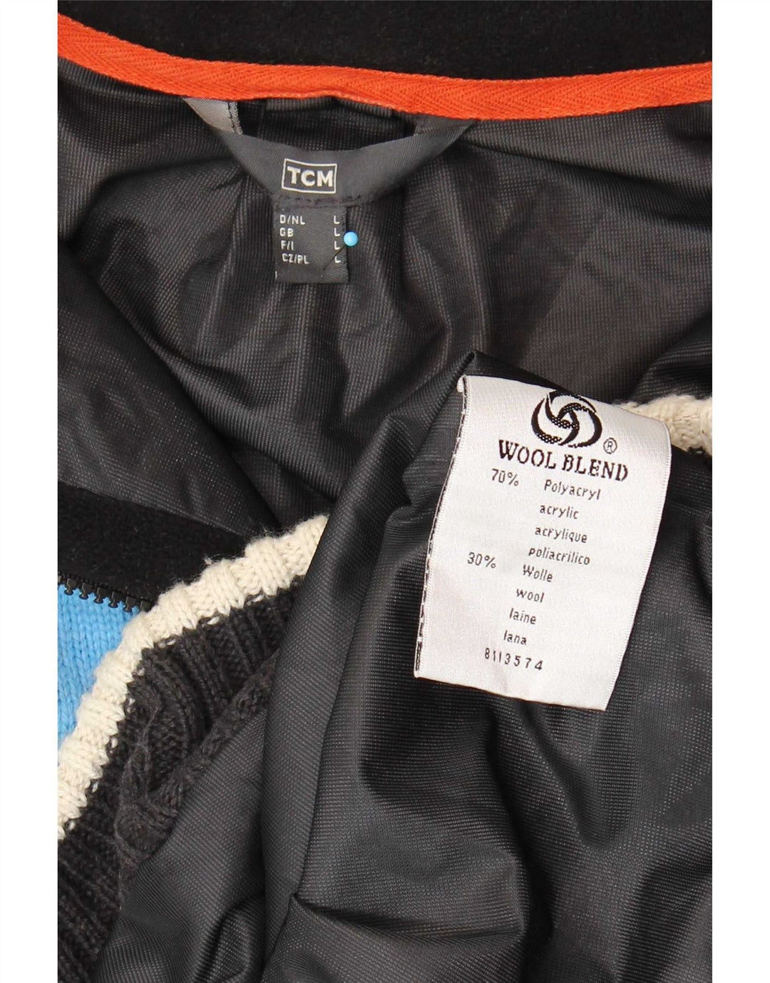 TCM Herren-Pullover mit Reißverschluss am Hals, groß, blaues Farbblock-Acryl