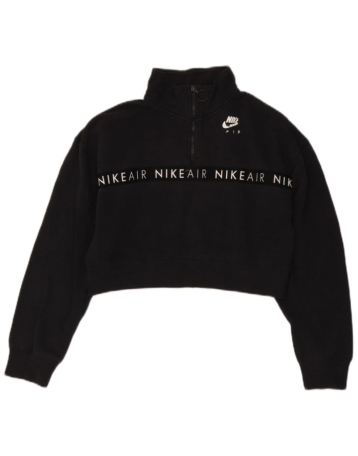 Nike Damen-Sweatshirt mit übergroßem Grafik-Crop-Sweatshirt, Gr. 10, Größe S, Schwarz