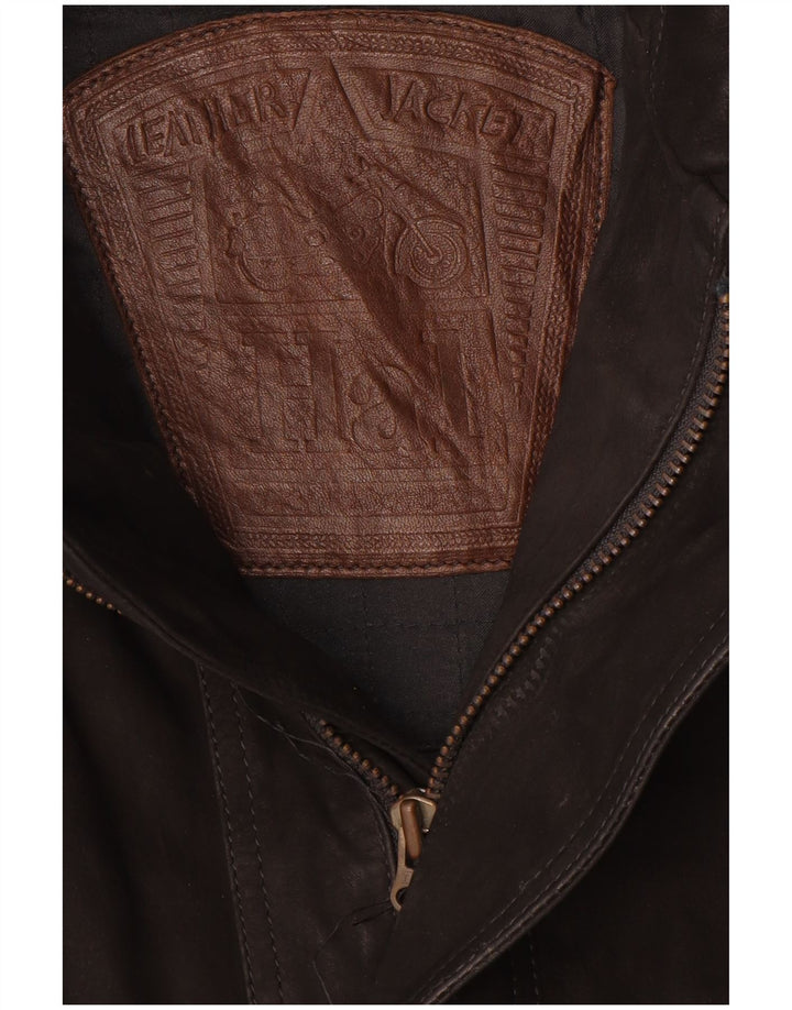 Vintage Herren Ledermantel UK 40 Großes schwarzes Leder