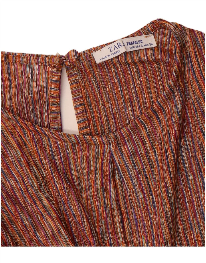 Zara Damen Playsuit mit vorderer Krawatte, UK 10, klein, mehrfarbig gestreift