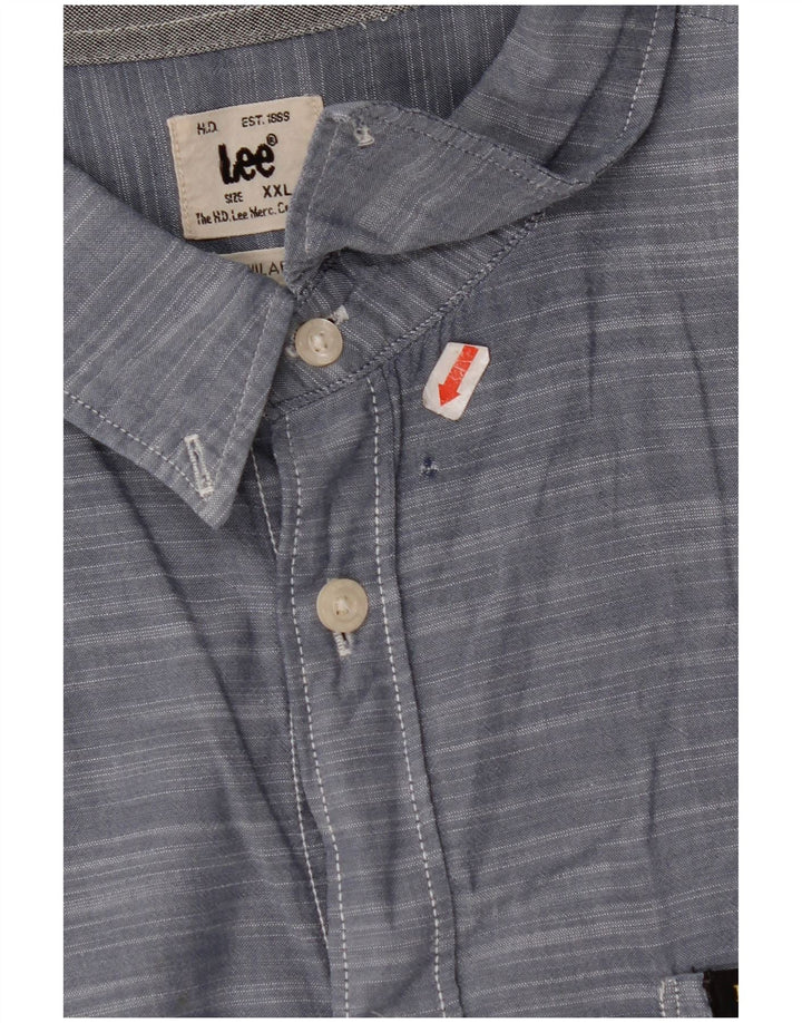 LEE Herren-Kurzarmhemd mit normaler Passform, 2XL, blaue Baumwolle