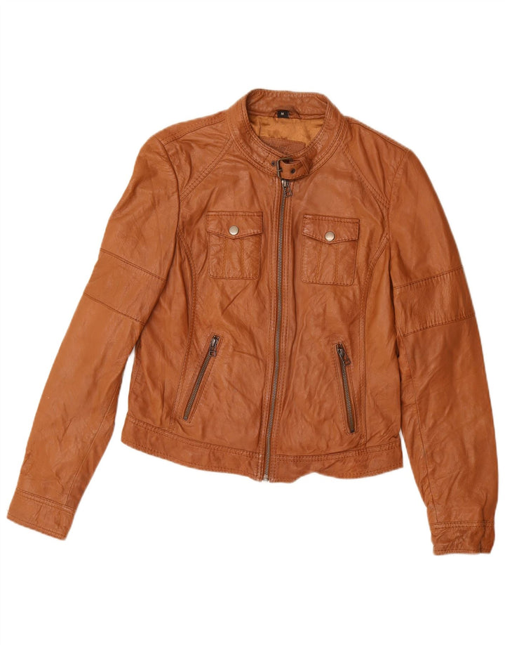 Vintage Damen Crop Lederjacke UK 14 Mittelbraun