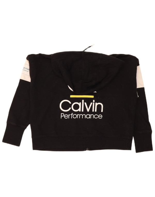 Calvin Klein Damen Übergroßer Crop Zip Hoodie Pullover UK 14 Medium Schwarz