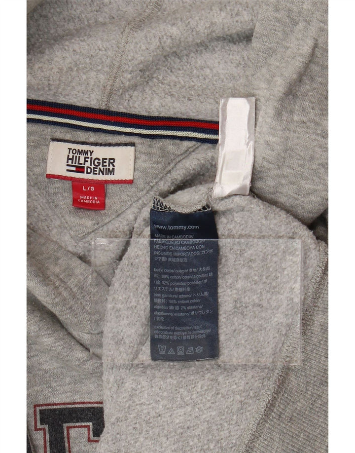 TOMMY HILFIGER Damen Übergroßer grafischer Kapuzenpullover UK 16 Large Grau