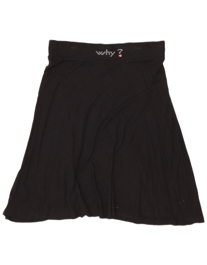 DESIGUAL Damen grafischer asymmetrischer A-Linien-Rock, Größe L, W32, Schwarz mit Blumenmuster