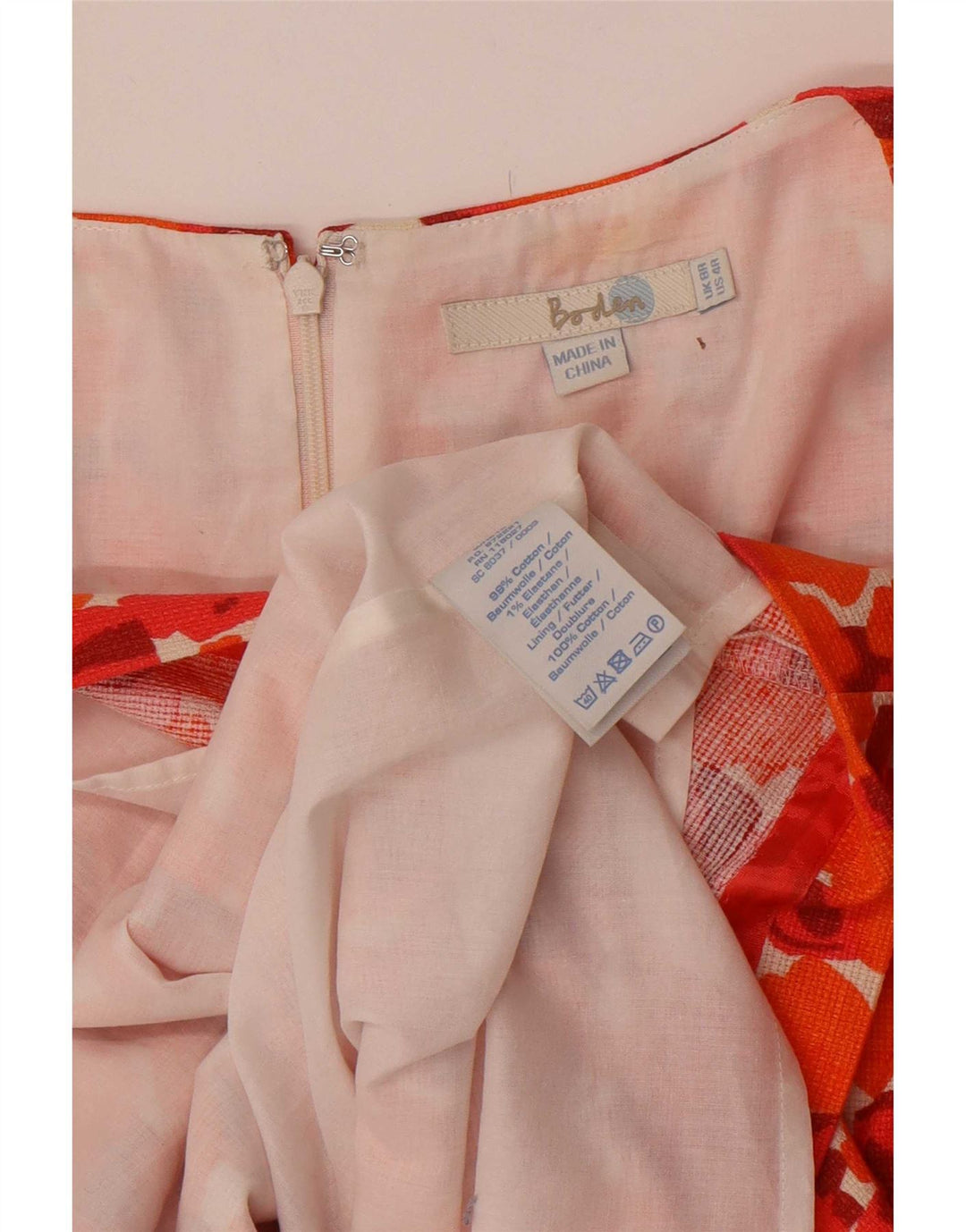 Boden Damen-Basic-Kleid, Größe S, Orange, Blumenmuster, Baumwolle