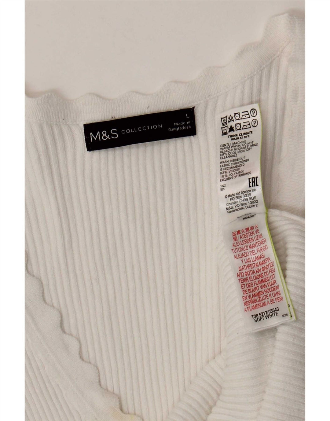 Marks & Spencer Damen T-Shirt Top UK 14 Large Weiße Viskose