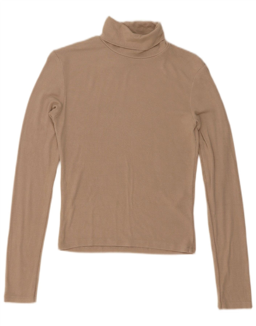 Zara Damen Crop Top Langarm UK 8 Small Beige Viskose