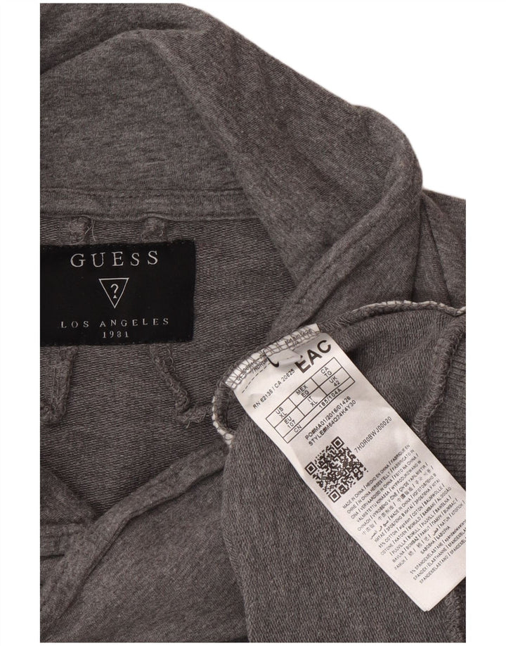 Guess Damen-Sweatshirt-Pullover IT 42 Mittelgraue Colourblock-Baumwolle