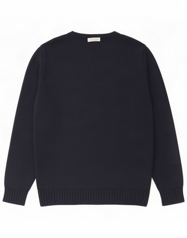 Zara Mens Crew Neck Jumper Sweater XL Navy Blue Cotton