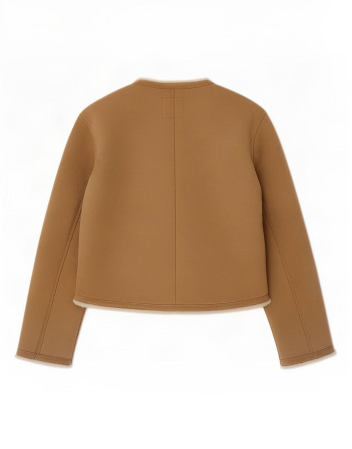 Zara Damen Übergroße Sherpa-Jacke UK 6 XS Braunes Polyester