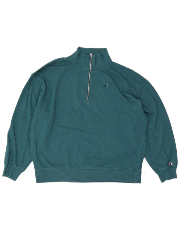 Champion Damen-Sweatshirt mit Reißverschluss am Hals, UK 16, Größe L, Blau, Baumwolle