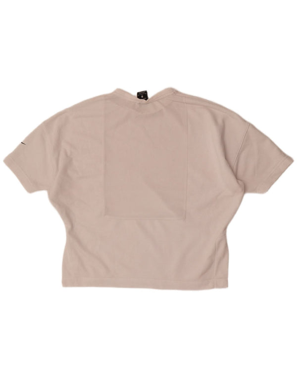 Nike Damen Dri Fit Übergroßes T-Shirt-Oberteil UK 14 Mittelweiße Baumwolle