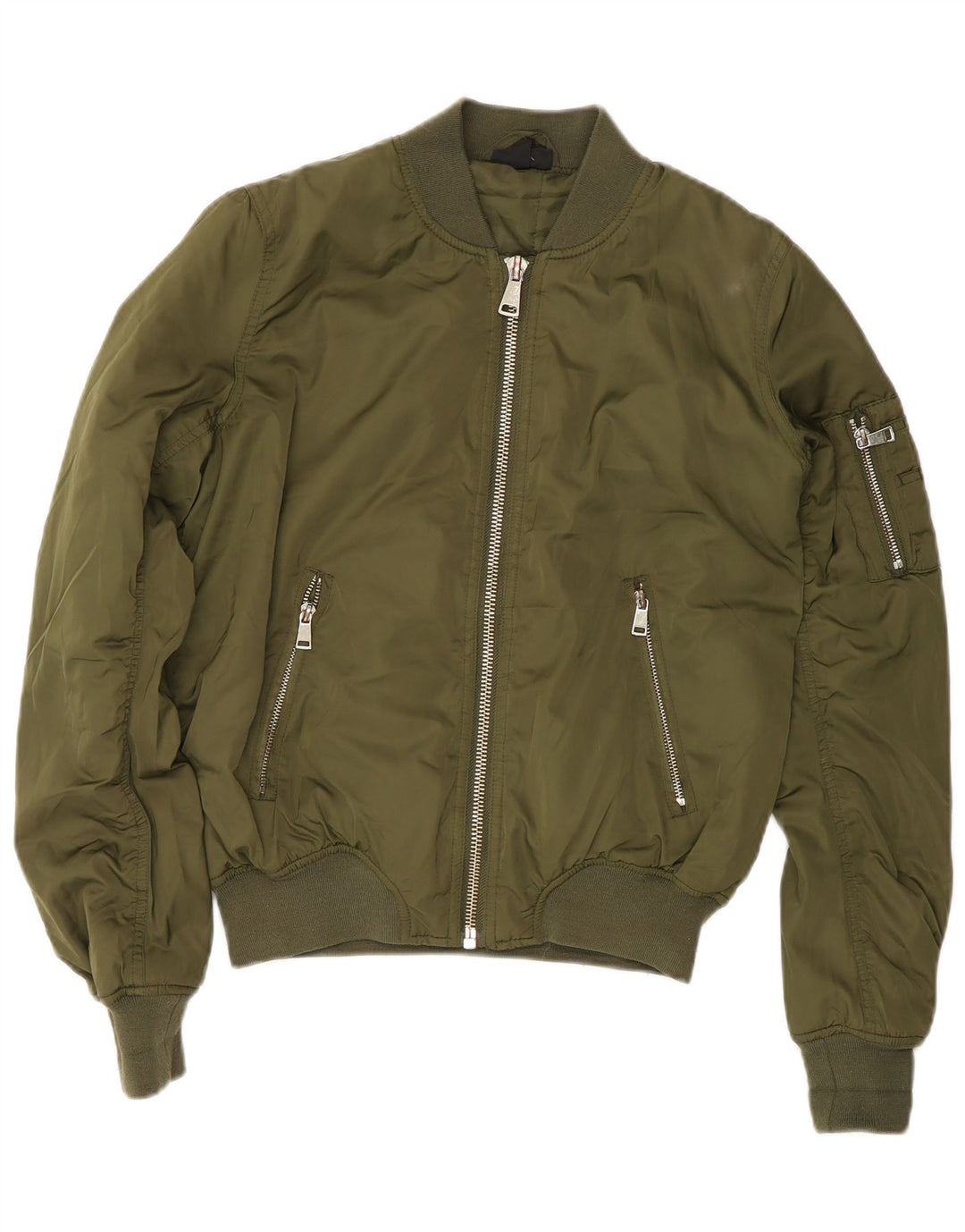 Topshop Damen gepolsterte Bomberjacke UK 8 Small Grün Polyester