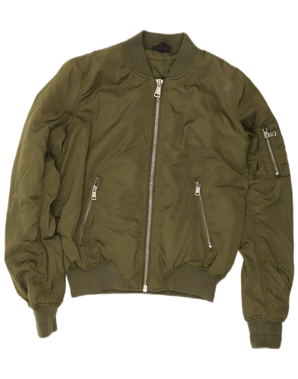 Topshop Damen gepolsterte Bomberjacke UK 8 Small Grün Polyester