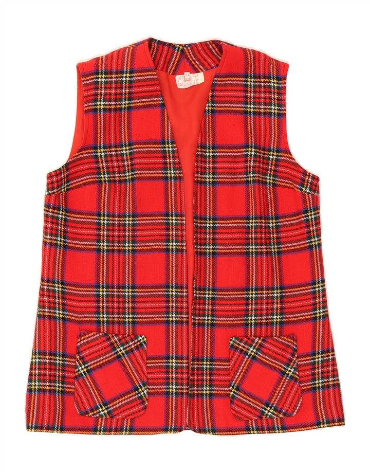 VINTAGE Womens Gilet IT 42 Medium Red Check Acrylic Vintage Vintage and Second-Hand Vintage from Messina Hembry 