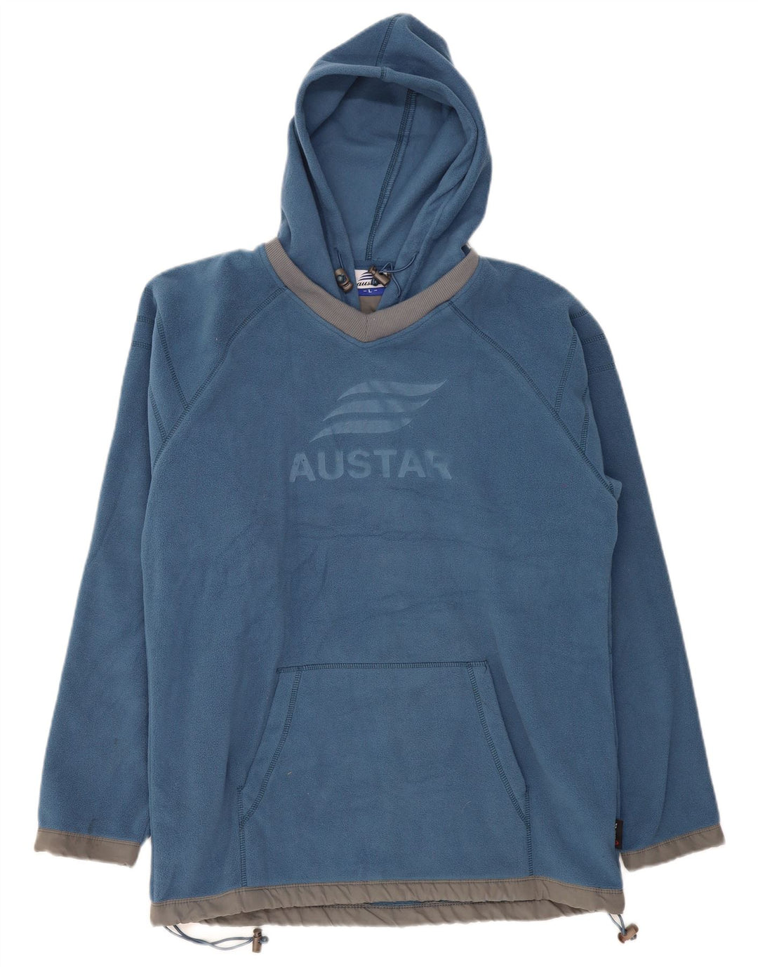 VINTAGE Herren-Fleece-Grafik-Hoodie-Pullover, großes blaues Polyester