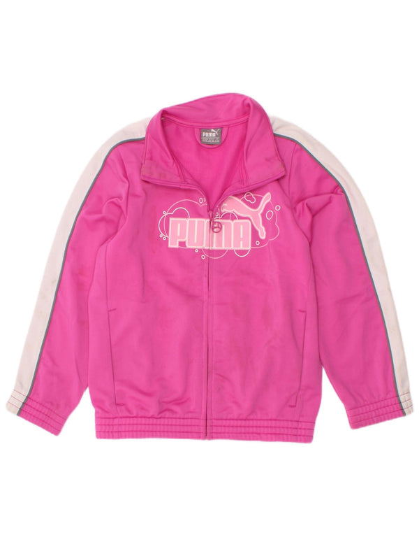 Puma Mädchen-Trainingsanzugoberteil mit Grafik, 3–4 Jahre, Rosa, Farbblock
