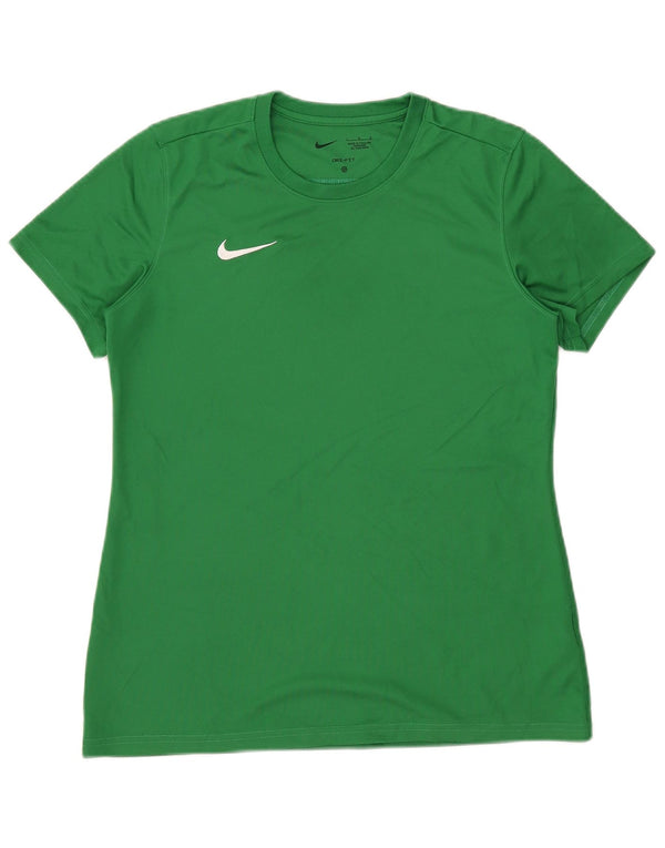 Nike Damen Dri Fit T-Shirt Top UK 14 Large Grün Polyester