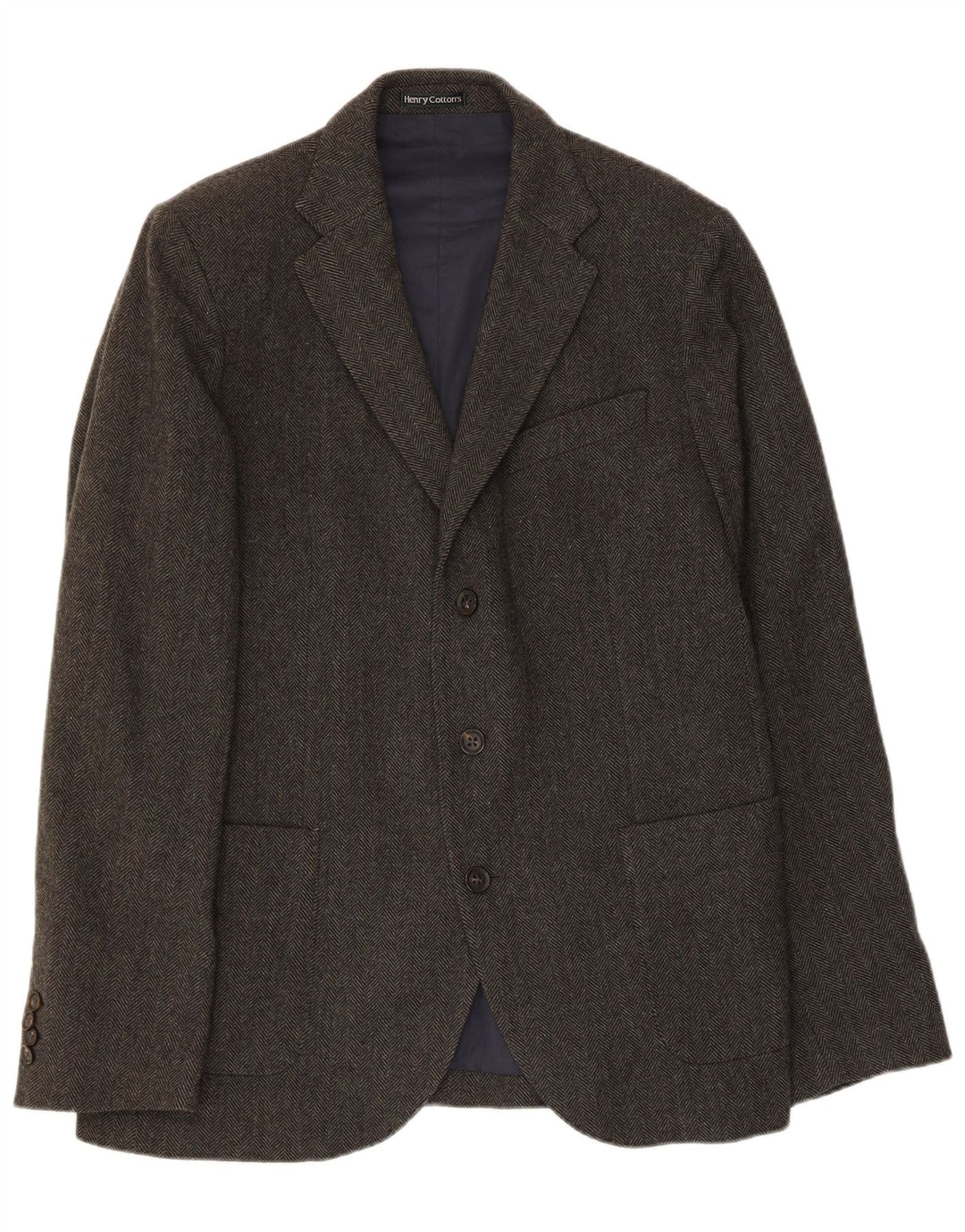 HENRY COTTONS Mens 3 Button Blazer Jacket IT 50 Large Grey Herringbone
