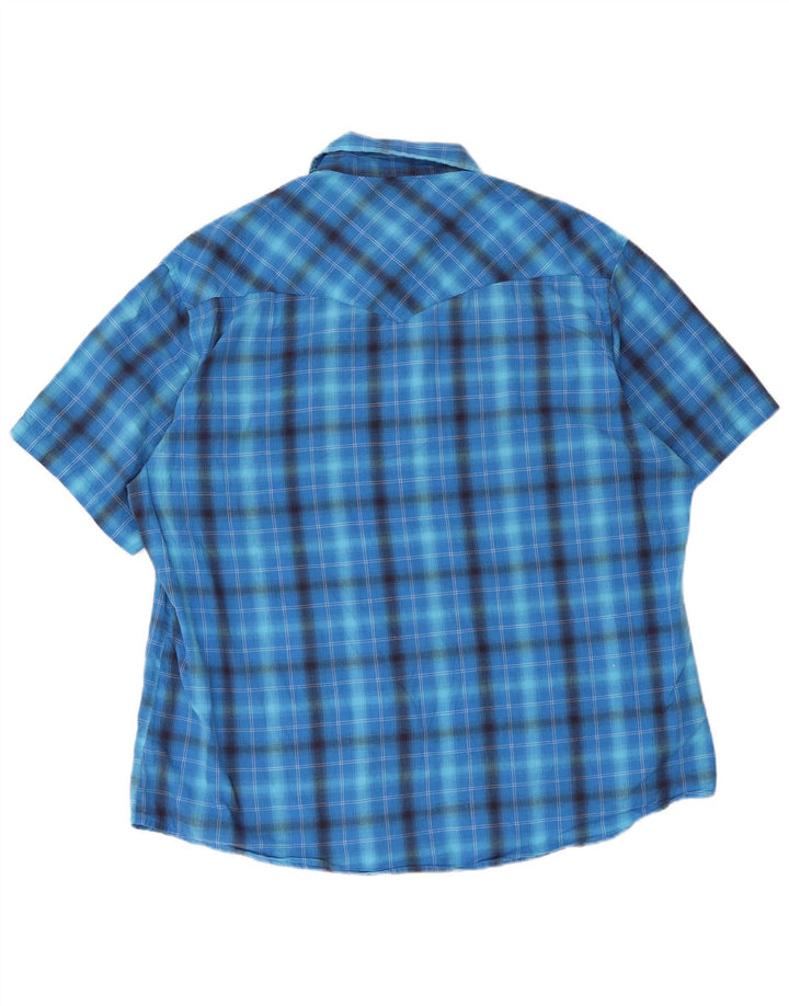 Wrangler Herren-Kurzarmhemd, groß, blau kariert