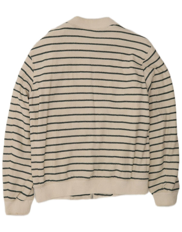 Zara Herren-Cardigan-Pullover aus mittelweiß gestreifter Baumwolle