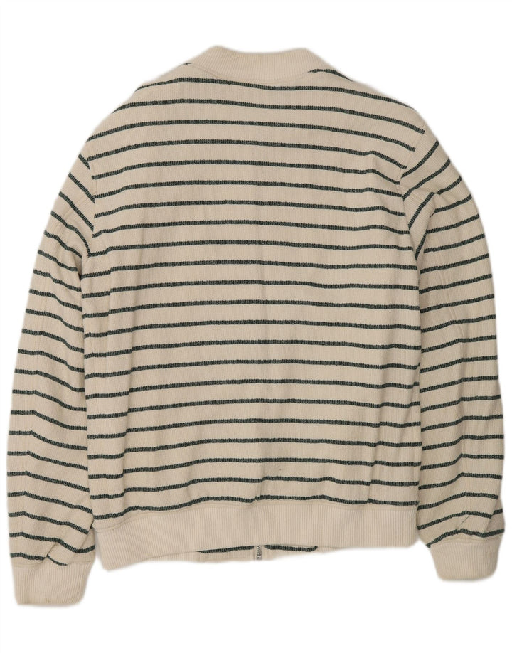 Zara Herren-Cardigan-Pullover aus mittelweiß gestreifter Baumwolle