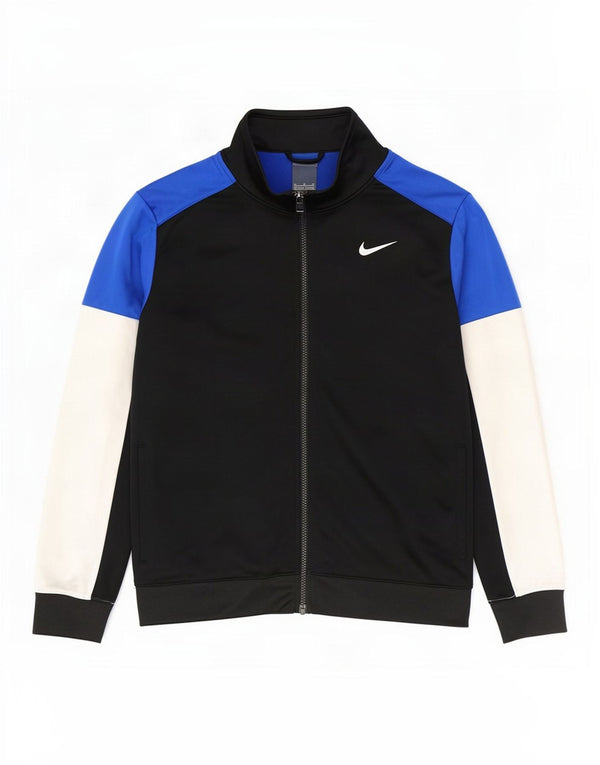 Nike Jungen-Trainingsanzug-Top-Jacke, 13–14 Jahre, XL, schwarzes Farbblock-Polyester