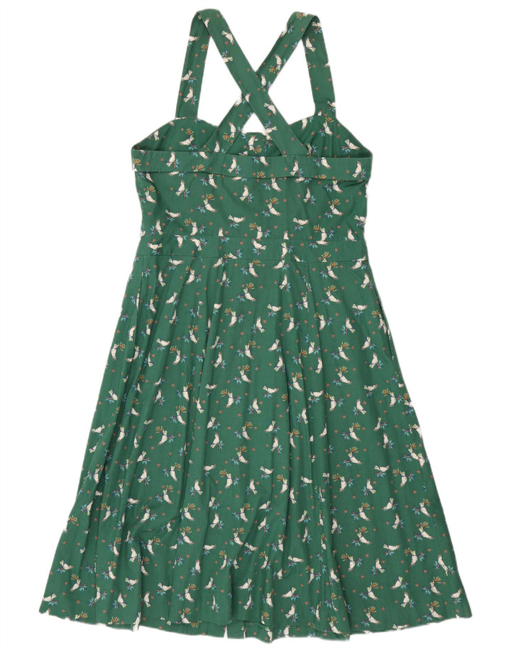 EDC Damen Neckholder-Kleid IT 42 Mittelgrüne geblümte Baumwolle