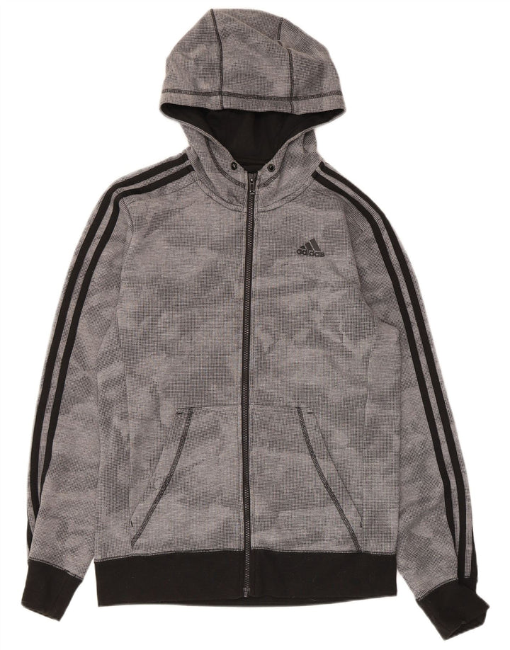 Adidas Herren Climalite Zip Hoodie Pullover Kleines grau geflecktes Polyester