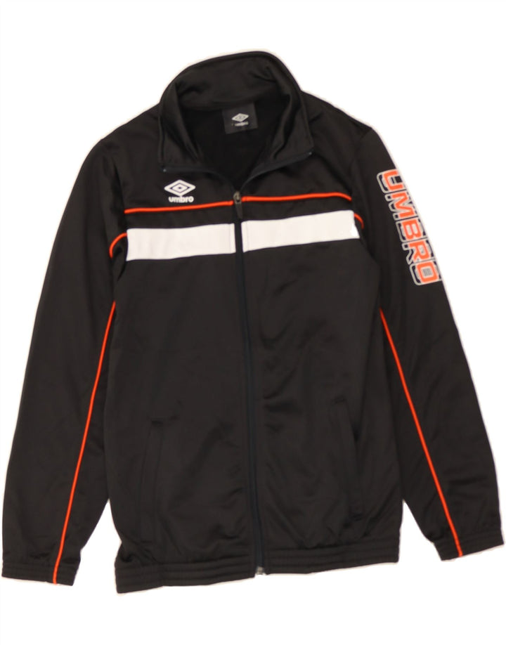 UMBRO Boys Graphic Tracksuit Top Jacket 8-9 Years Black Colourblock Vintage Umbro and Second-Hand Umbro from Messina Hembry 