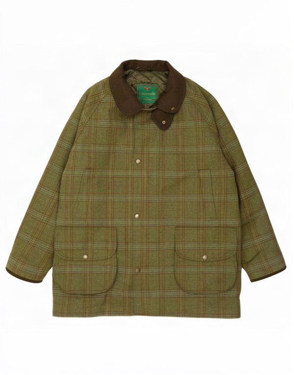 Chrysalis Herren-Utility-Jacke UK 44 2XL Khaki karierte Wolle