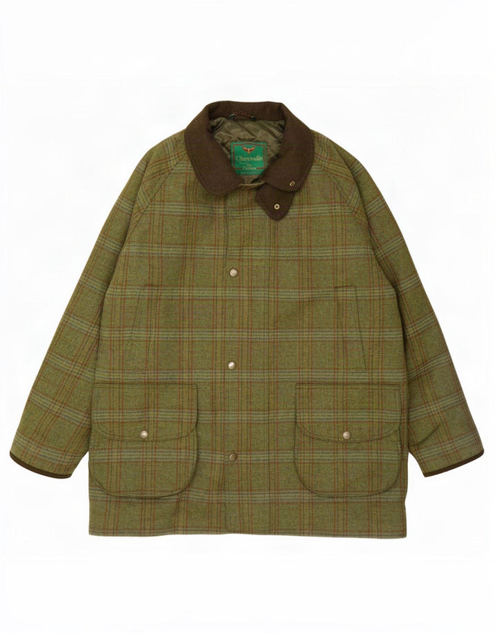 Chrysalis Herren-Utility-Jacke UK 44 2XL Khaki karierte Wolle