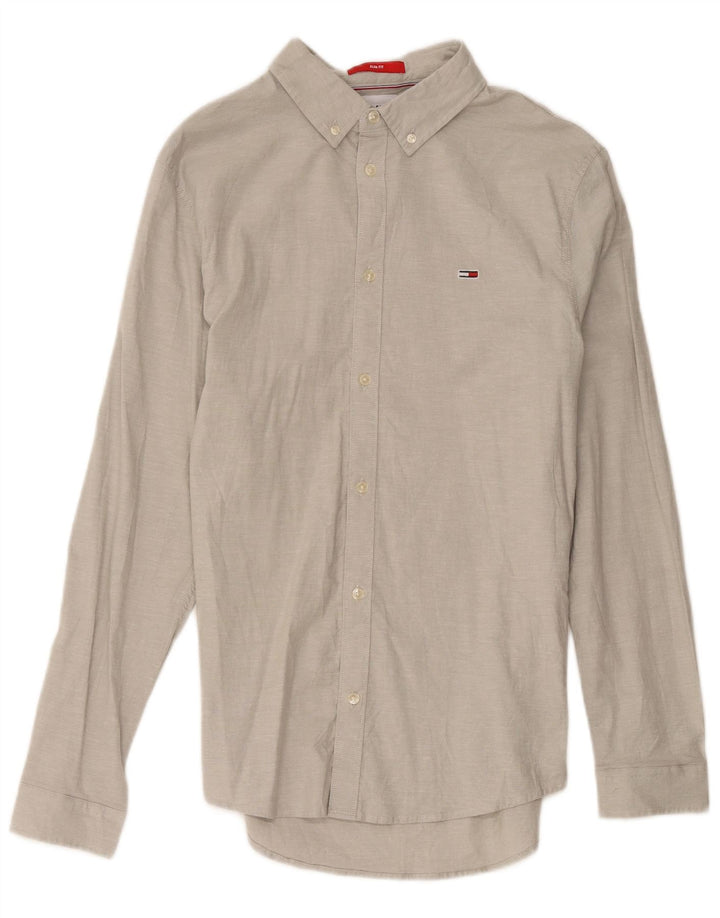 Tommy Hilfiger Herrenhemd, große graue Baumwolle