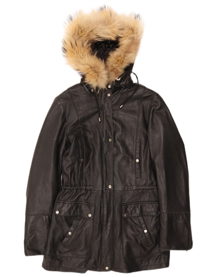 Danier Damen-Lederjacke mit Kapuze, UK 8/10, kleines schwarzes Leder