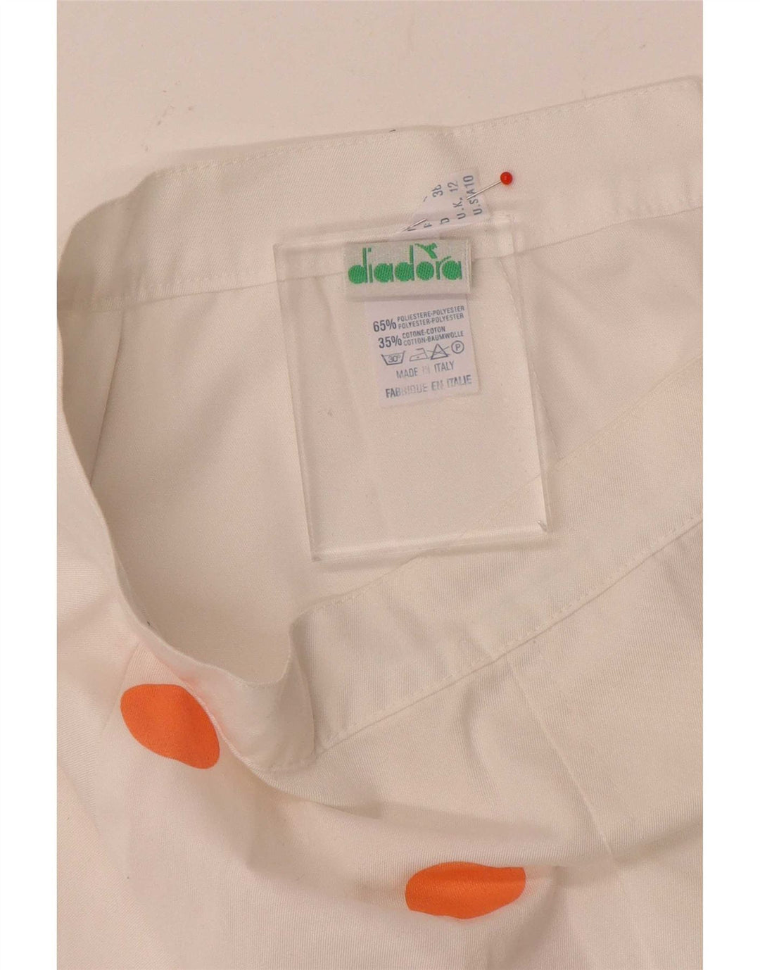 Diadora Damen Minirock UK 12 Medium W26 Weiß gepunktetes Polyester