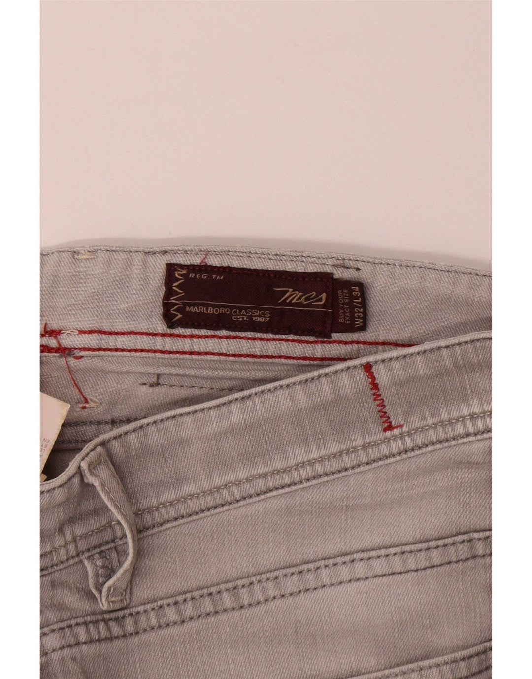 Marlboro Classics Herren Straight Jeans W32 L31 Graue Baumwolle
