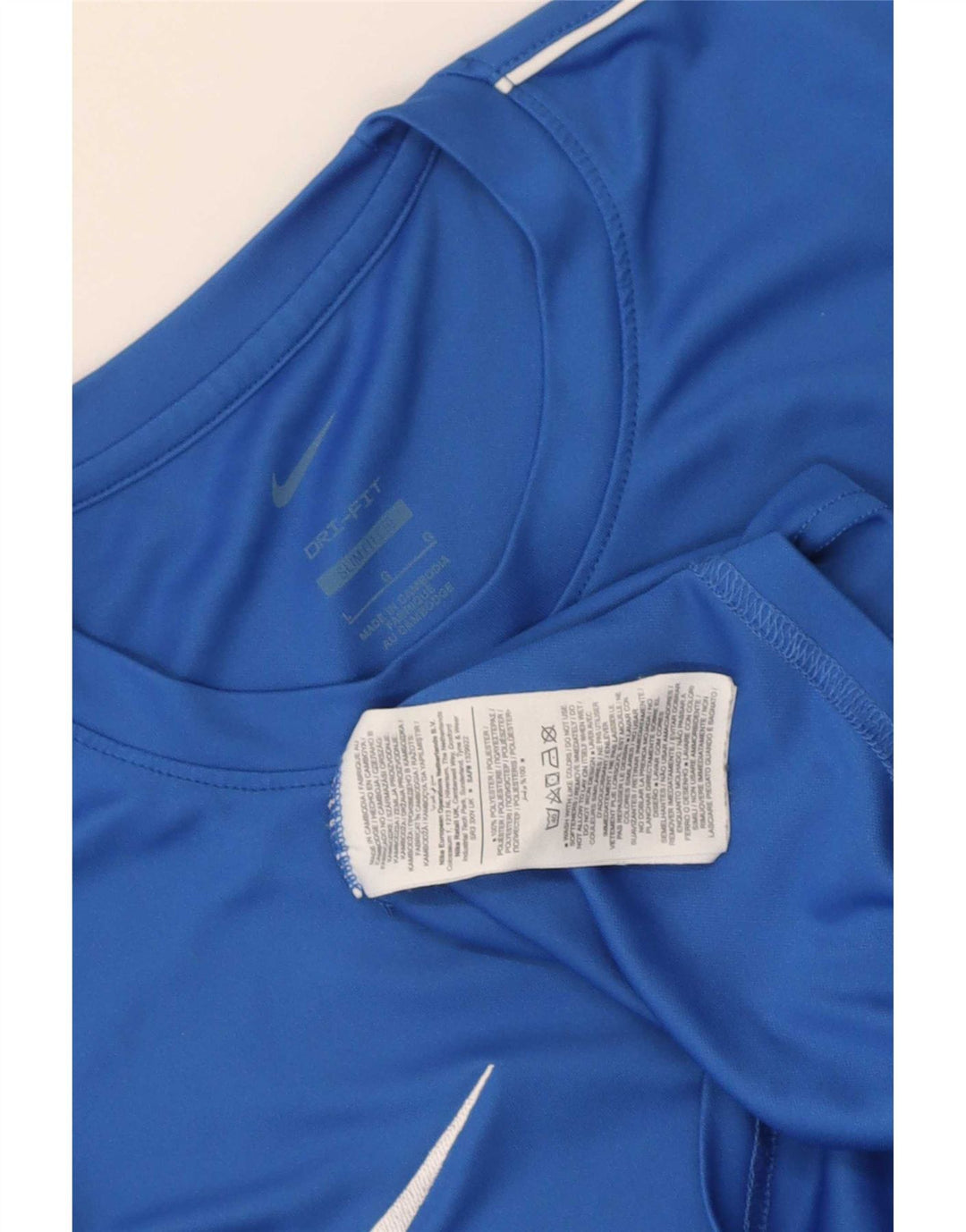 Nike Herren Dri Fit Slim Fit T-Shirt Top, Größe L, Blau, Polyester