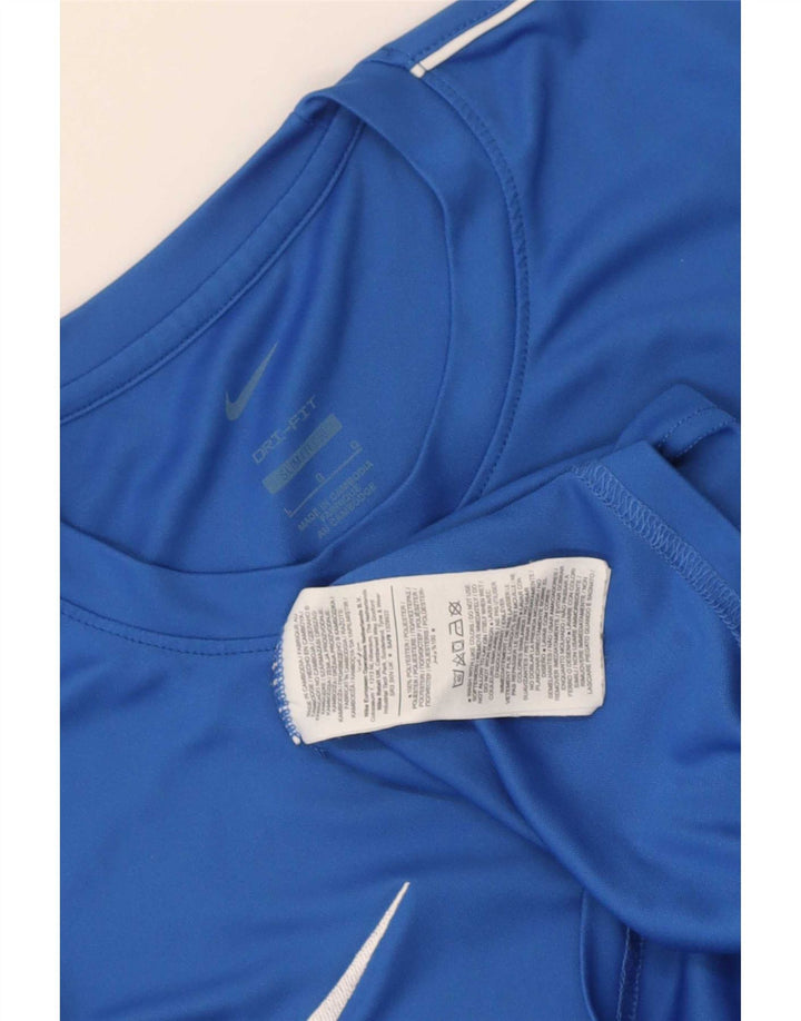 Nike Herren Dri Fit Slim Fit T-Shirt Top, Größe L, Blau, Polyester