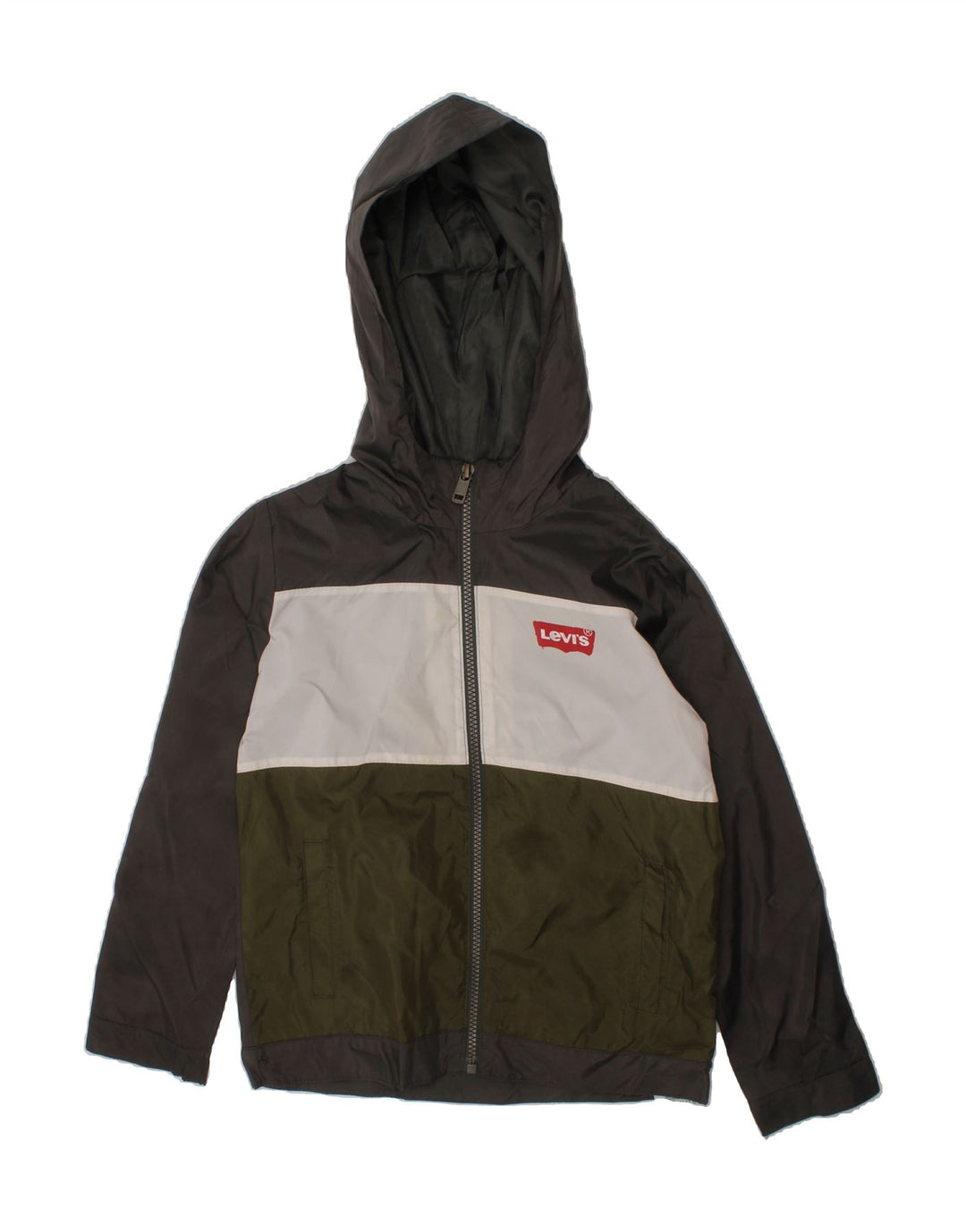 LEVI'S Boys Hooded Tracksuit Top Jacket 6-7 Years Large  Grey Colourblock Vintage Levi's and Second-Hand Levi's from Messina Hembry 