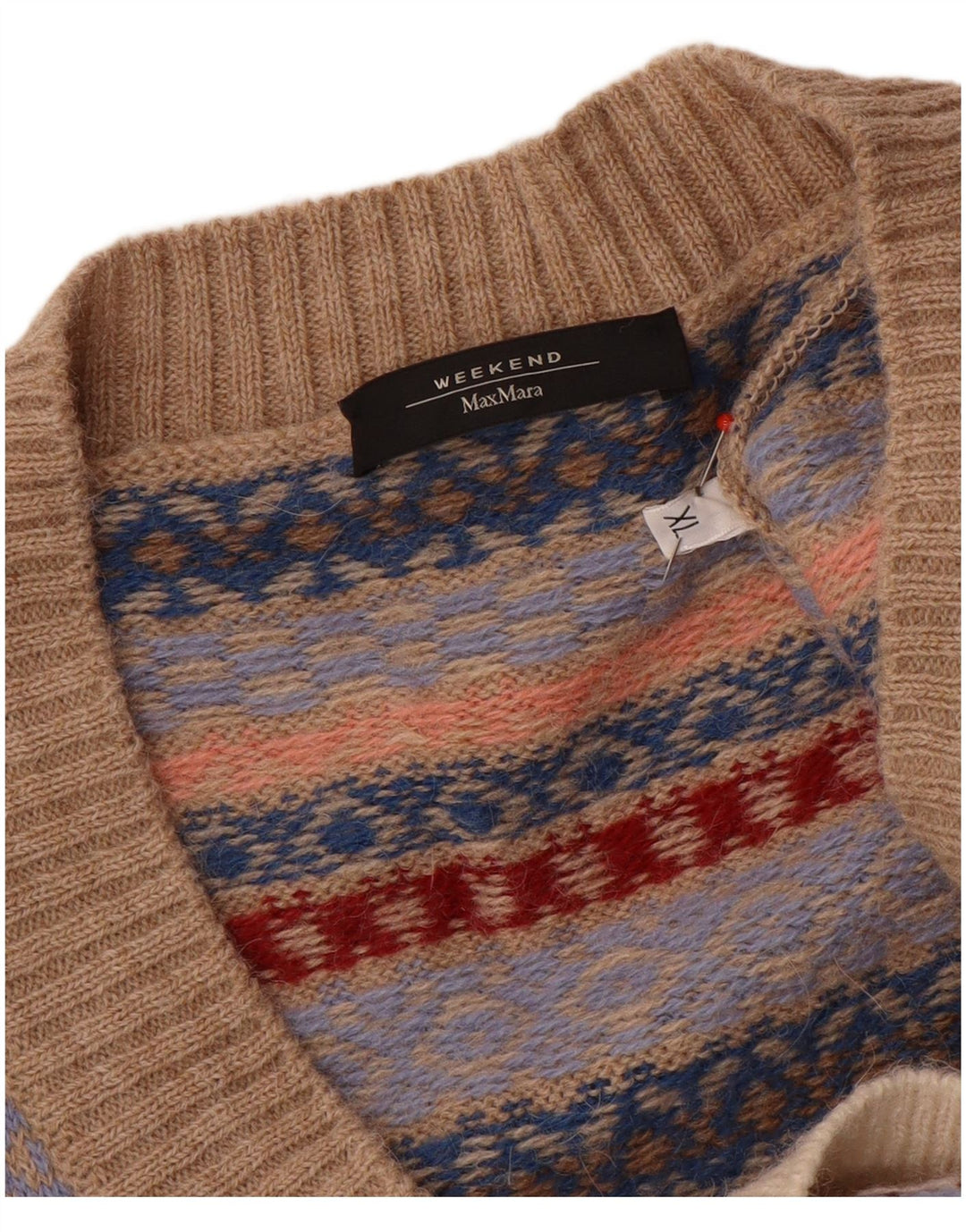 Max Mara Damen-Wochenende-Pullover mit V-Ausschnitt, Gr. 18, XL, Mehrfarbig