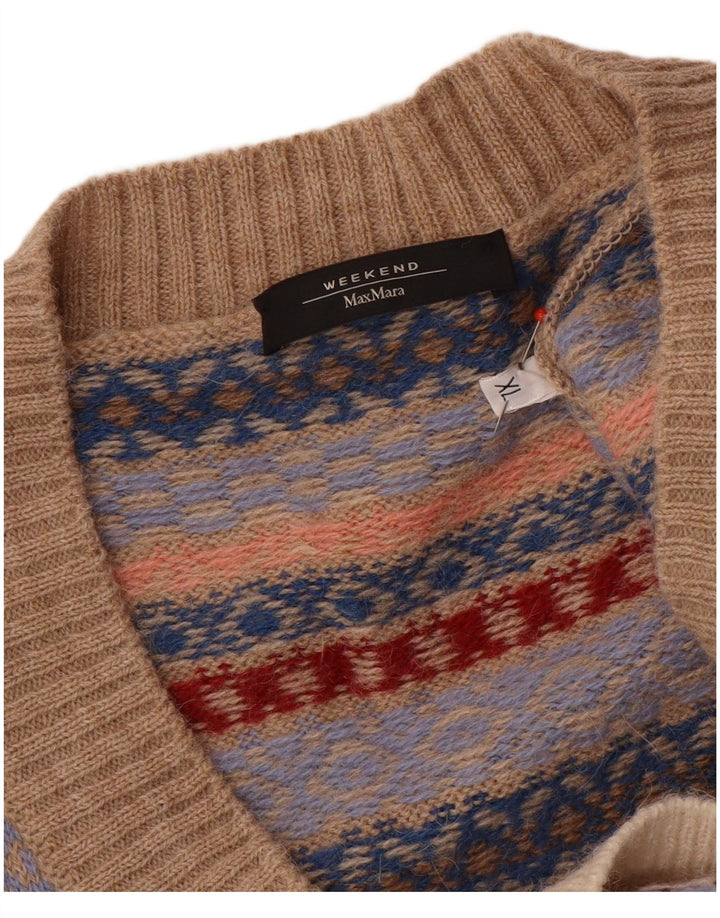 Max Mara Damen-Wochenende-Pullover mit V-Ausschnitt, Gr. 18, XL, Mehrfarbig