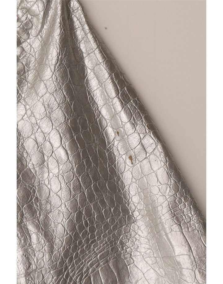 CORTEFIEL Damen Lederjacke UK 12 Medium Silber Leder