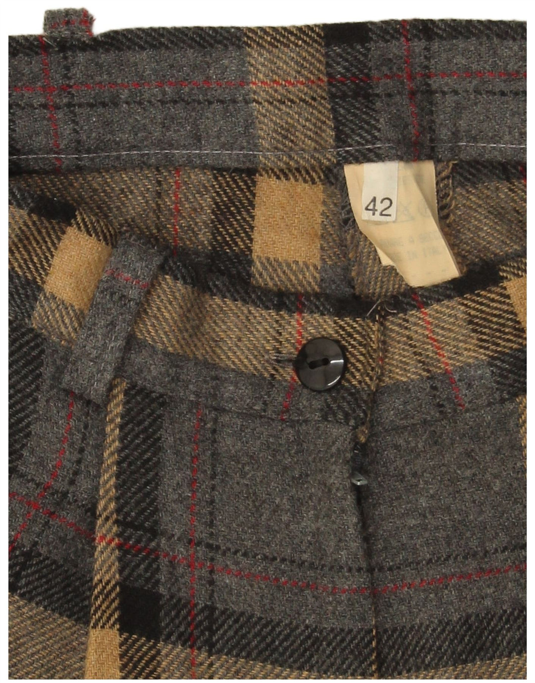 VINTAGE Damen Chinoshorts mit weitem Bein IT 42 Medium W28 Grau kariert