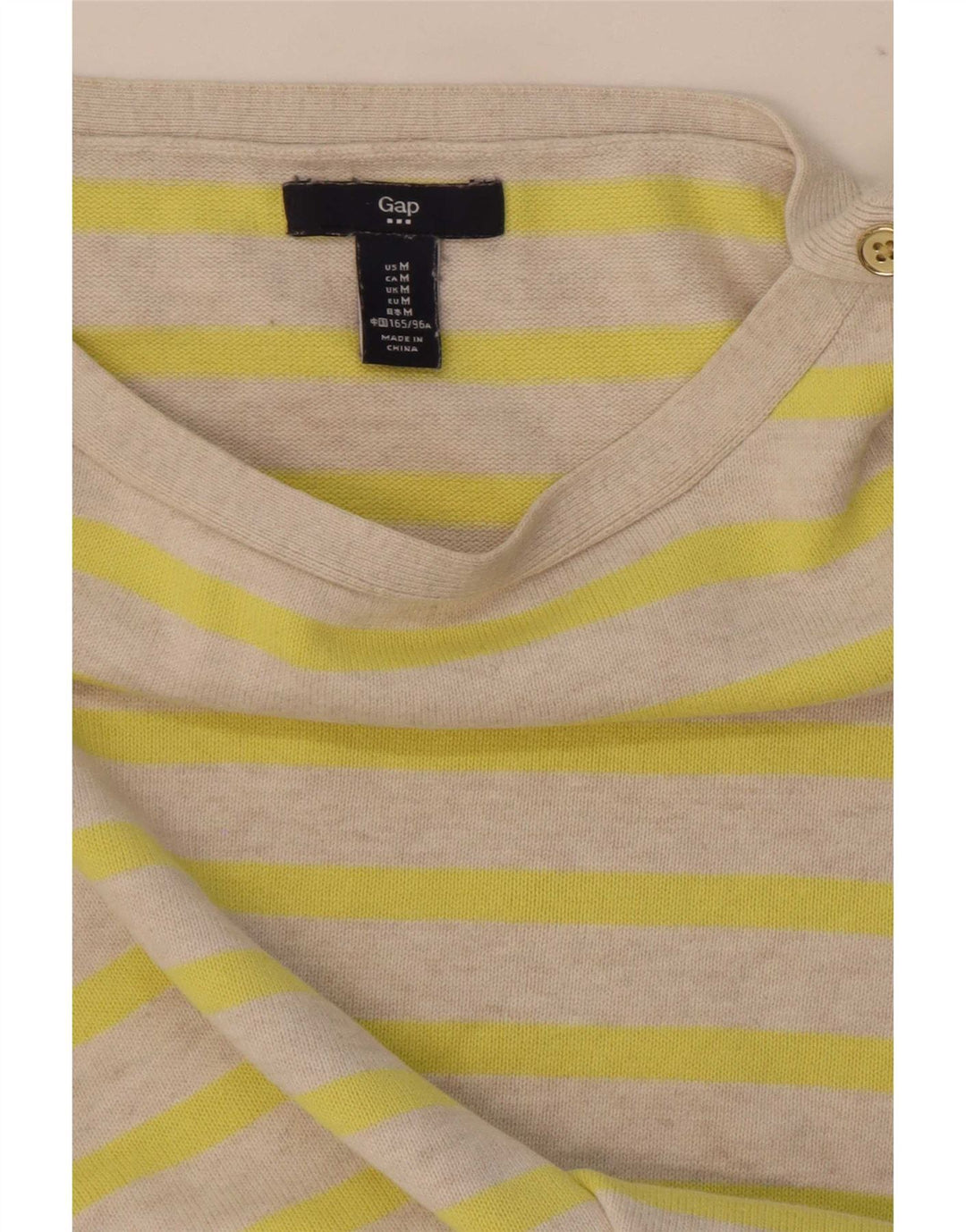 Gap Damen-Blusenoberteil mit 3/4-Ärmeln, UK-Gr. 12, Mittelbeige gestreift